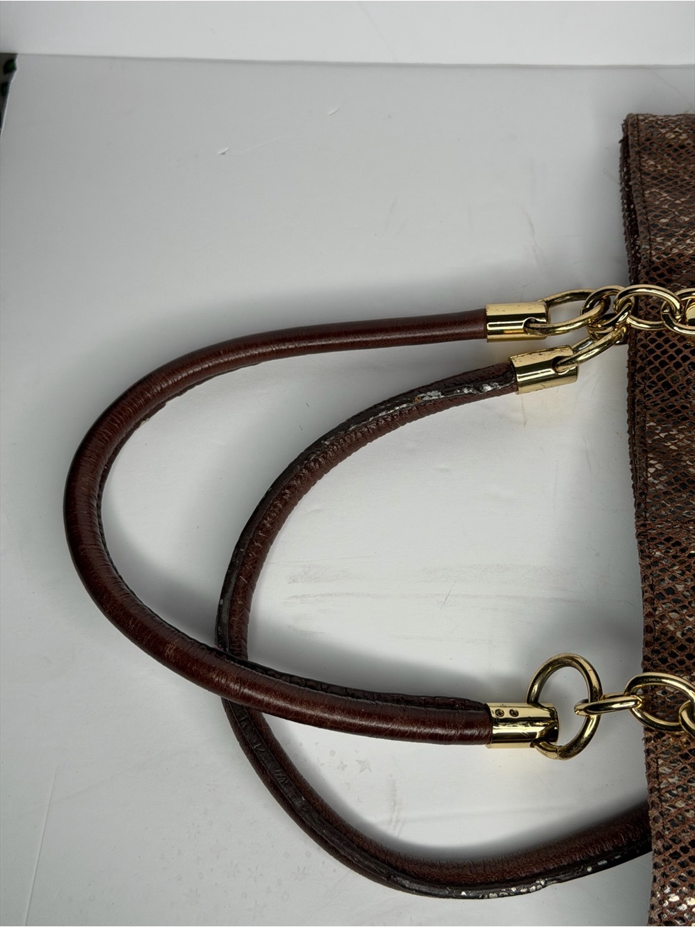 Cynthia Rowley Brown Snake-Embossed Tote with Gold Hardware - Picture 6 of 6